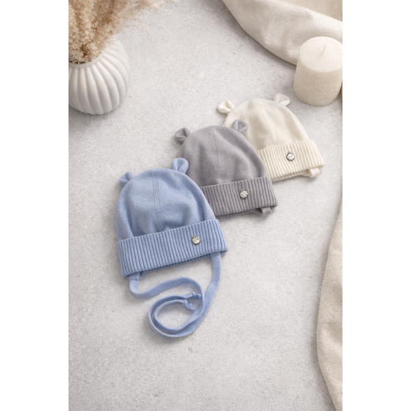 Шапка демі ЛЕОН молоко (надм'яка пряжа мерінос) для хлопчика