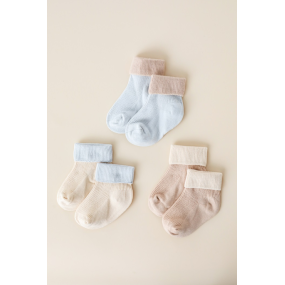 Набір шкарпеток Rubber бежево-блакитний (3 пари) рубчик