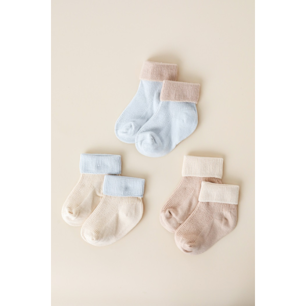 Набір шкарпеток Rubber бежево-блакитний (3 пари) рубчик