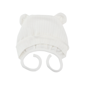 Чепчик 2510403 "Ведмежатко" молоко (з вушками), рубчик