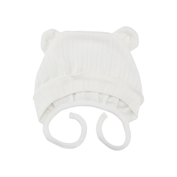 Чепчик 2510403 "Ведмежатко" молоко (з вушками), рубчик