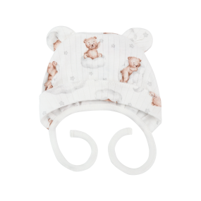 Чепчик 2510403 "Ведмежатко" малюнок (з вушками), рубчик