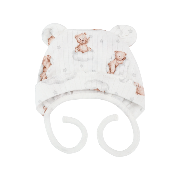 Чепчик 2510403 "Ведмежатко" малюнок (з вушками), рубчик