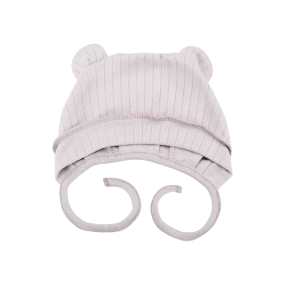 Чепчик 2510403 "Ведмежатко" сірий (з вушками), рубчик