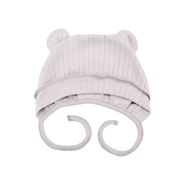 Чепчик 2510403 "Ведмежатко" сірий (з вушками), рубчик