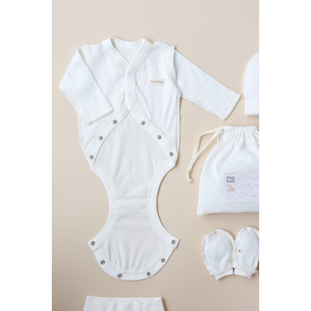 Набір "Honey" молочний з боді (для догляду за пупочком) ажурний