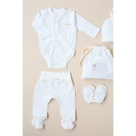 Набір "Honey" молочний з боді (для догляду за пупочком) ажурний