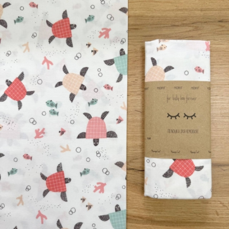 Пеленка бязь Черепашки пудра (100х80 см)