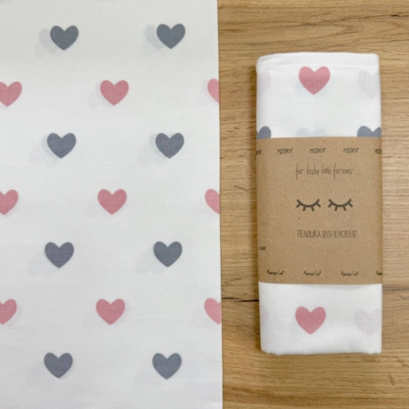 Пеленка бязь Сердечка пудра (100х80 см)