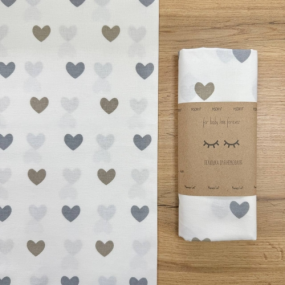 Пеленка бязь Сердечка сіро-беж. (100х80 см) 2