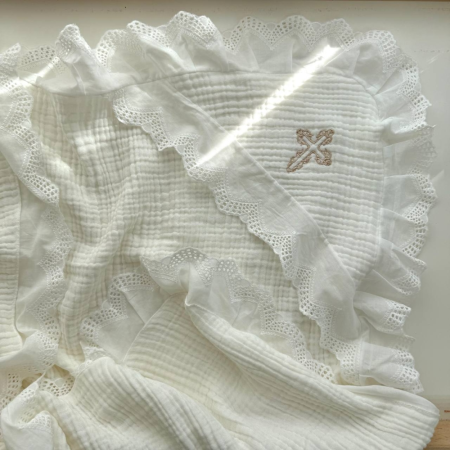 Набір для хрещення Елеганс муслін (крижма, серветки, мішечок)