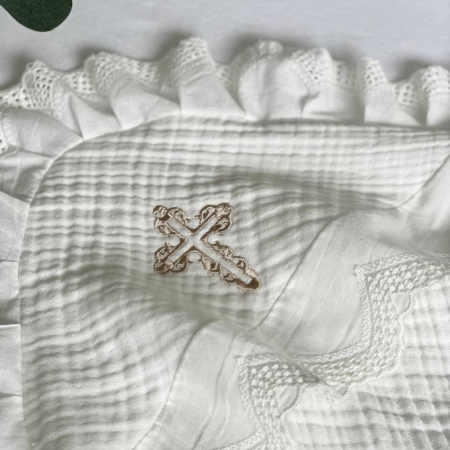 Набір для хрещення Елеганс муслін (крижма, серветки, мішечок)