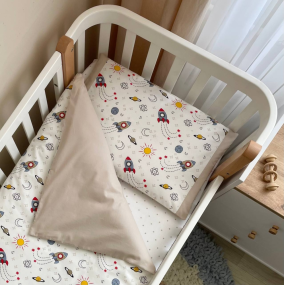 Змінна постіль - Ракети беж (3 пр.) "Baby Mix" стандарт/овал