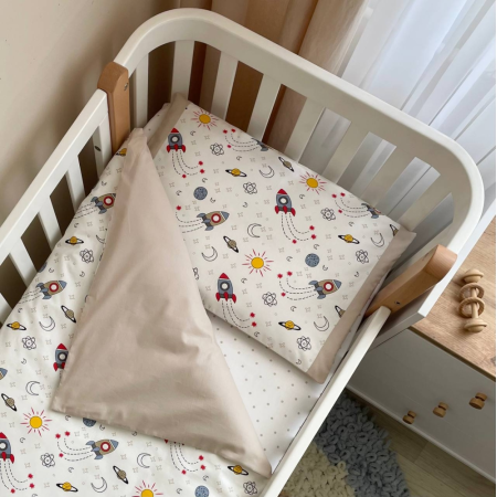 Змінна постіль - Ракети беж (3 пр.) "Baby Mix" стандарт/овал