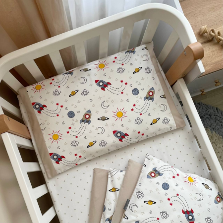 Змінна постіль - Ракети беж (3 пр.) "Baby Mix" стандарт/овал