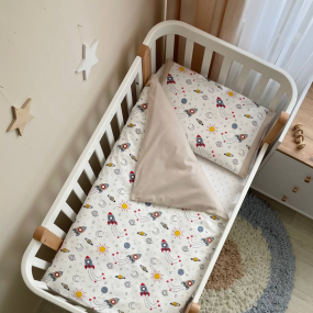 Змінна постіль - Ракети беж (3 пр.) "Baby Mix" стандарт/овал 2