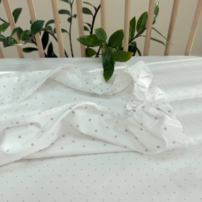 Простинка Горох беж/білий в коляску (на резинці) 45х80см 2