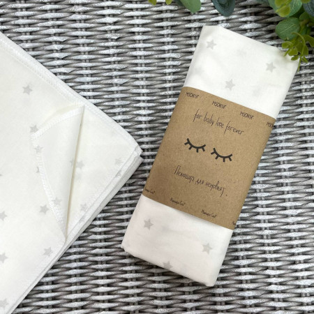 Пеленка бязь Зірки розсип сірі/на біл. (100х80 см)