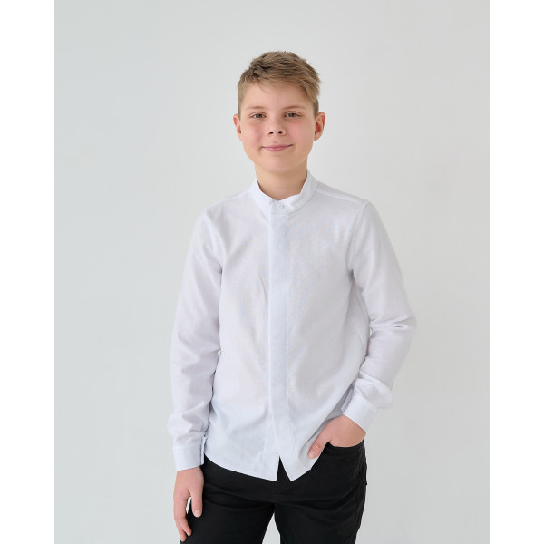 Сорочка 2150 білий орнамент (льон) BossKids