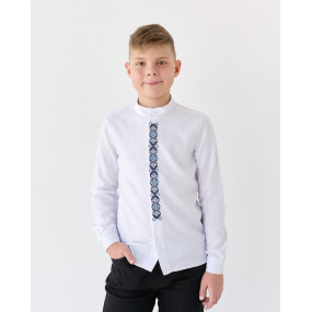 Сорочка 2150 синій орнамент (льон) BossKids