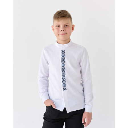 Сорочка 2150 синій орнамент (льон) BossKids