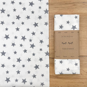 Пеленка бязь Зірки розсип сірі/на біл. (100х80 см) 2