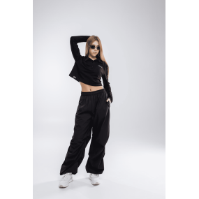 Кроп-поло МАРТІ чорний (лакоста піке) ТМ NEWGEN 2