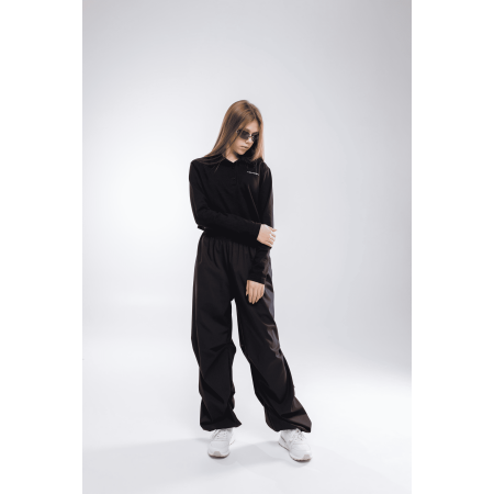 Кроп-поло МАРТІ чорний (лакоста піке) ТМ NEWGEN