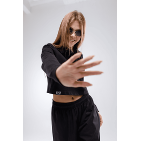 Кроп-поло МАРТІ чорний (лакоста піке) ТМ NEWGEN