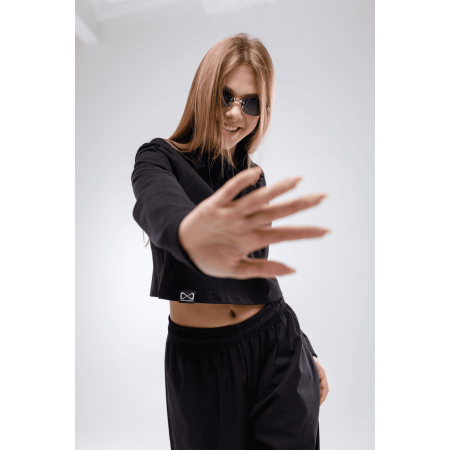 Кроп-поло МАРТІ чорний (лакоста піке) ТМ NEWGEN