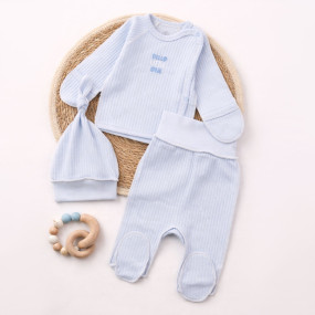 Комплект 224-106 блакитний (льоля, повзуни, шапочка), рубчик