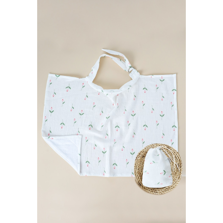 Муслінова накидка "Тюльпан" для годування (з сумочкою чохлом)