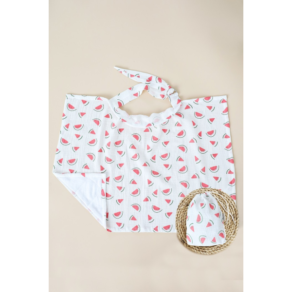 Муслінова накидка "Кавун" для годування (з сумочкою чохлом)