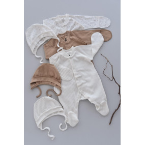 Чепчик 2421103 крапка/молоко (рубчик легкий) зовнішні шви 2