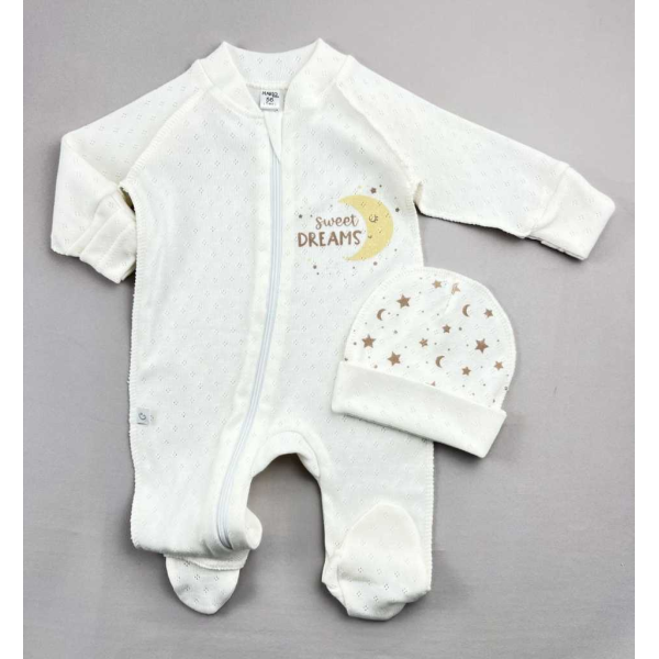 Чоловічок 420905 "Місяць" молоко (ажурна бавовна) з шапкою