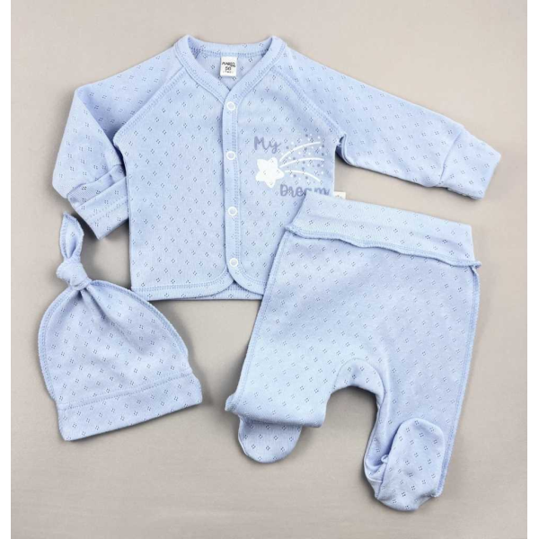 Комплект 041605 "My dream" блакитний (ажурна бавовна) з шапкою