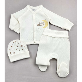 Комплект 051605 "Місяць" молоко (ажурна бавовна) з шапкою