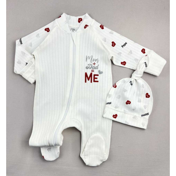 Чоловічок 790910 "Mom+Dad" молоко (рубчик) з шапкою