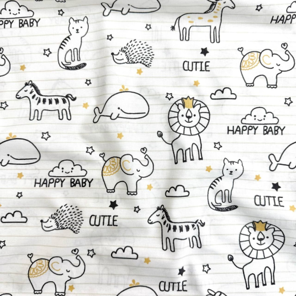 Пеленка бязь Baby Animals жовта (100х80 см)