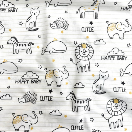 Пеленка бязь Baby Animals жовта (100х80 см)