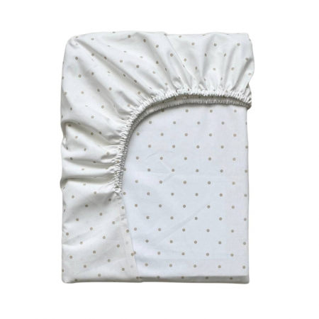 Простынь на резинке "Горох" беж на белом (поплин) 60х120см