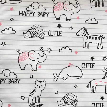 Пеленка бязь Baby Animals рожева (100х80 см)