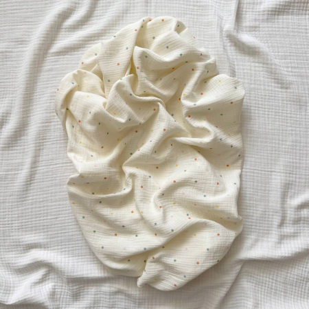 Пелюшка-плед Різнокольоровий горошок муслін, 135х95 см