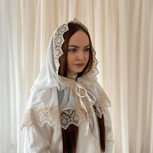 Палантин "Небесний янгол" молочний/кава (шифон), 80х120 см