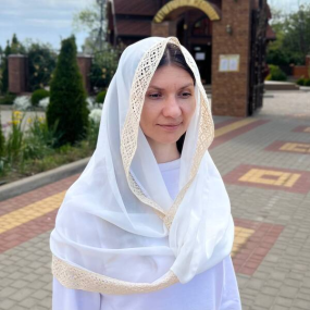 Хомут-снуд "Звичай" молочний (шифон), 50х110 см