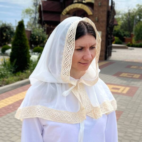 Палантин "Звичай" взрослый (шифон), молочный 80х120 см