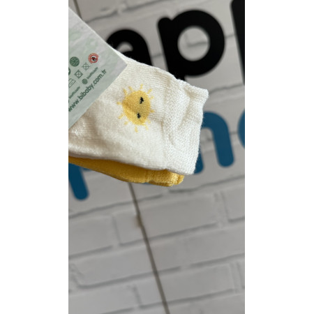Шкарпетки 68384 жовті/молоко - 2 пари (0/6 міс) BiBaby бамбук