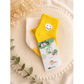Шкарпетки 68384 жовті/молоко - 2 пари (0/6 міс) BiBaby бамбук