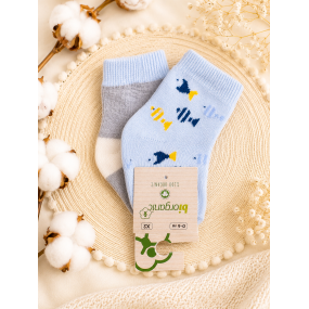 Шкарпетки 68377 блакитні/сірі - 2 пари (0/6 міс) BiBaby бавовна