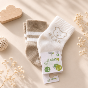 Шкарпетки 68408 беж/молоко - 2 пари (0/6 міс) BiBaby бавовна